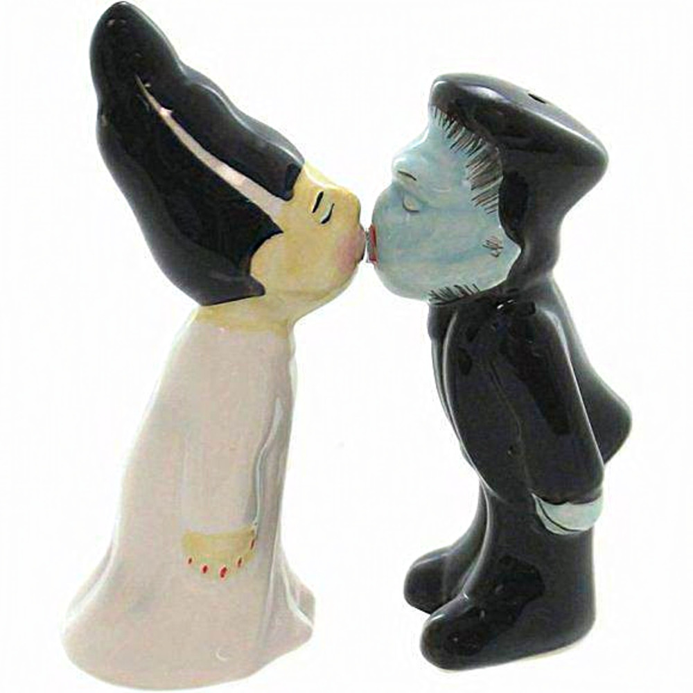 Halloween Decor Zombies Monster and Bride Magnetic Ceramic Salt and Pepper Shake